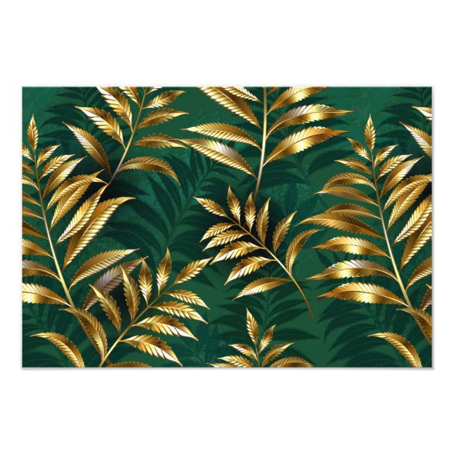 Seamless pattern with golden ferns photo print (Front)