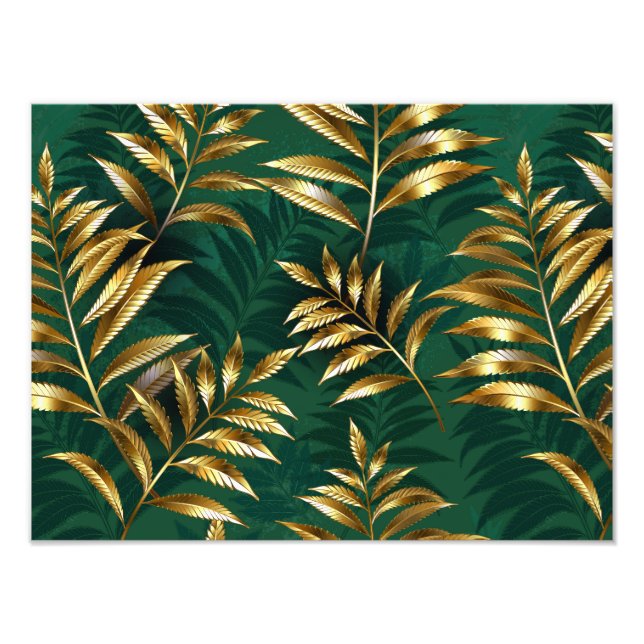 Seamless pattern with golden ferns photo print (Front)