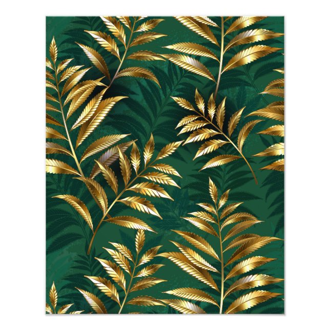 Seamless pattern with golden ferns photo print (Front)