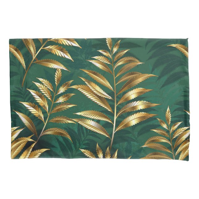 Seamless pattern with golden ferns pillowcase (Front)