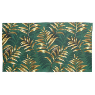 Seamless pattern with golden ferns pillowcase