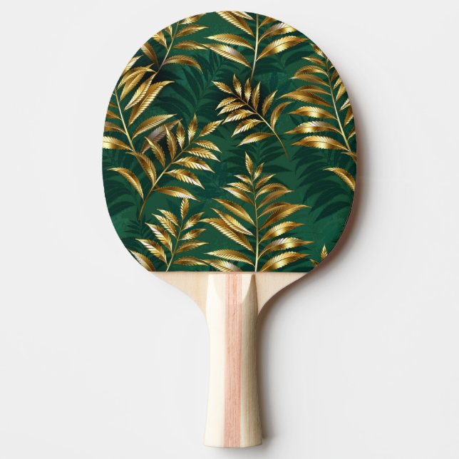 Seamless pattern with golden ferns ping pong paddle (Front)
