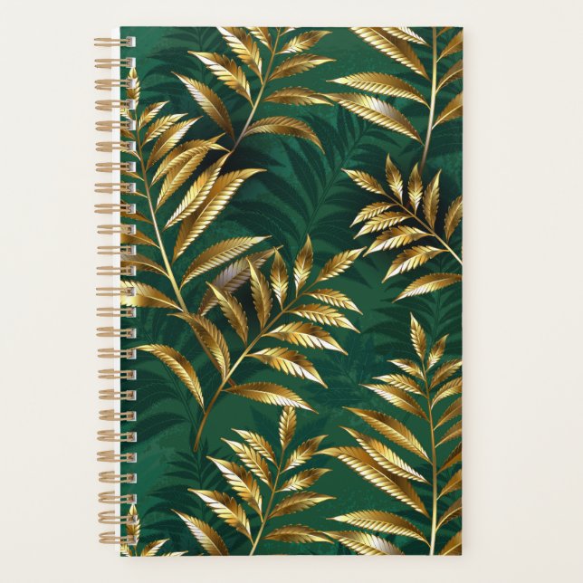 Seamless pattern with golden ferns planner (Front)