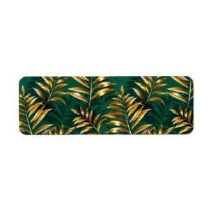 Seamless pattern with golden ferns return address label