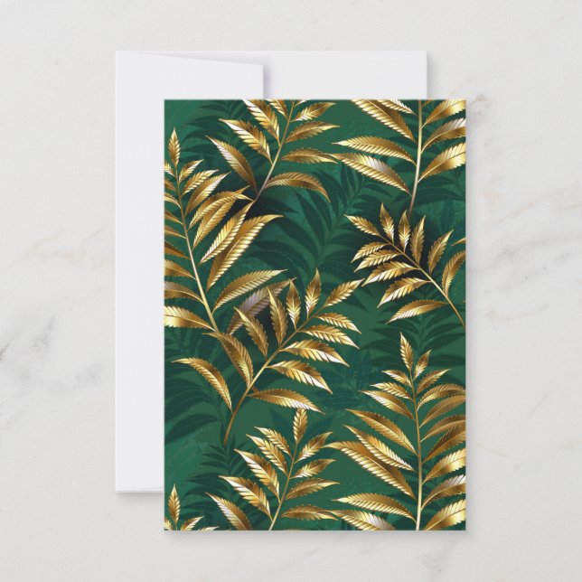 Seamless pattern with golden ferns RSVP card (Front)