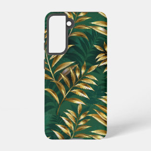 Seamless pattern with golden ferns samsung galaxy case