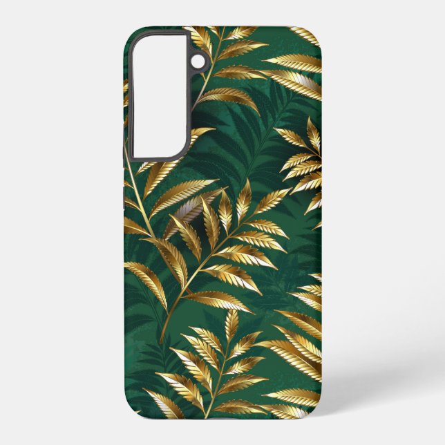 Seamless pattern with golden ferns samsung galaxy s22+ case (Back)