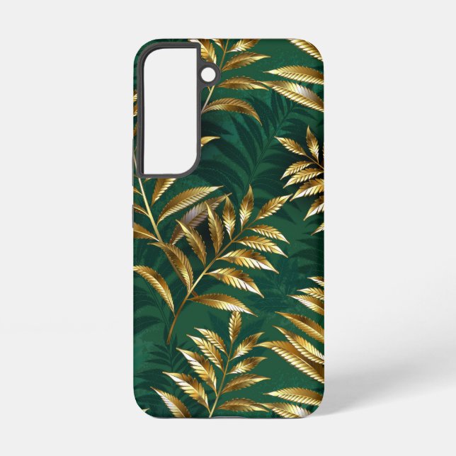 Seamless pattern with golden ferns samsung galaxy s22 case (Back)