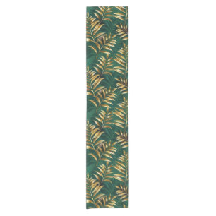 Seamless pattern with golden ferns short table runner