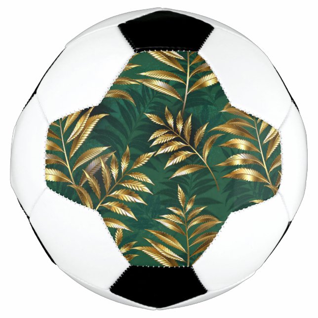Seamless pattern with golden ferns soccer ball (Front)