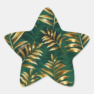 Seamless pattern with golden ferns star sticker