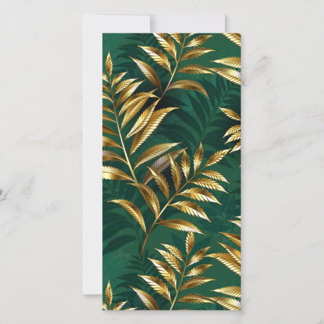 Seamless pattern with golden ferns thank you card (Front)