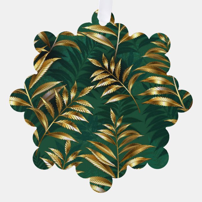 Seamless pattern with golden ferns tree decoration card (Front)