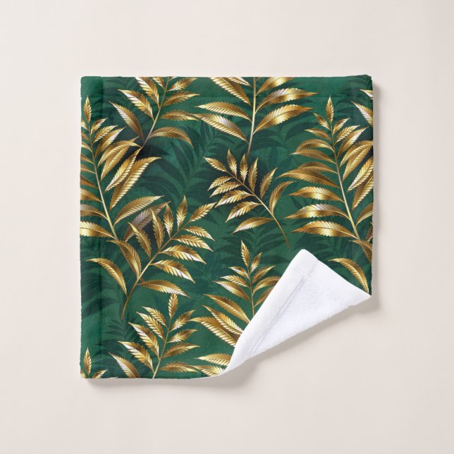 Seamless pattern with golden ferns wash cloth (Wash Cloth)