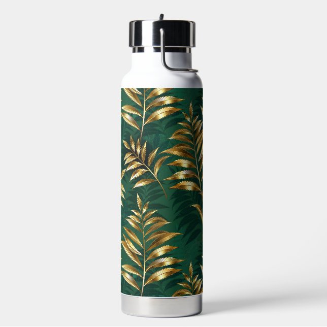 Seamless pattern with golden ferns water bottle (Left)