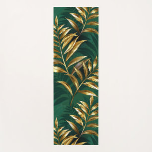 Seamless pattern with golden ferns yoga mat