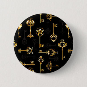 Seamless Pattern with Golden Keys 6 Cm Round Badge