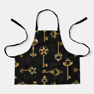 Seamless Pattern with Golden Keys Apron