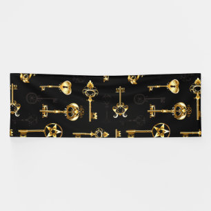 Seamless Pattern with Golden Keys Banner