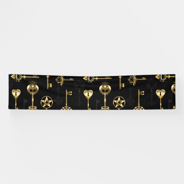 Seamless Pattern with Golden Keys Banner (Horizontal)
