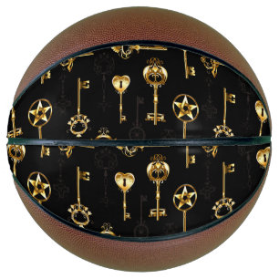 Seamless Pattern with Golden Keys Basketball