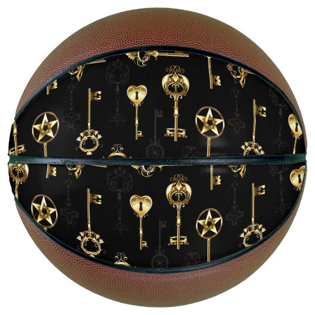Seamless Pattern with Golden Keys Basketball (Front)