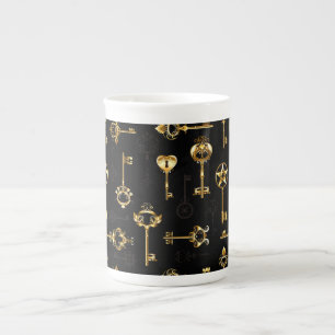 Seamless Pattern with Golden Keys Bone China Mug
