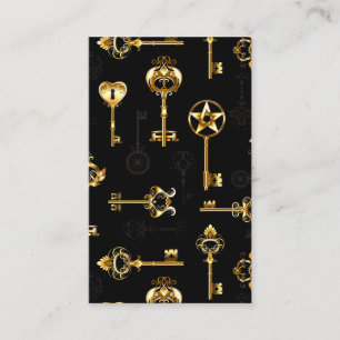 Seamless Pattern with Golden Keys Business Card