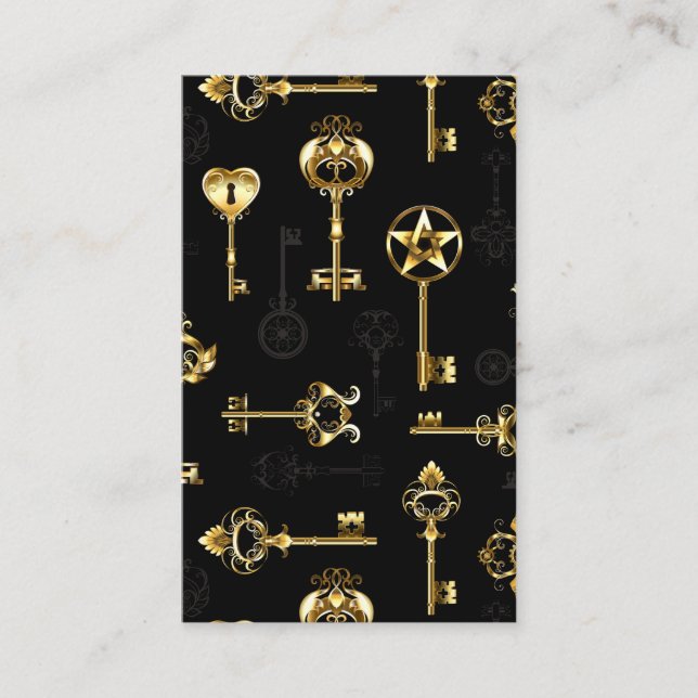 Seamless Pattern with Golden Keys Business Card (Front)