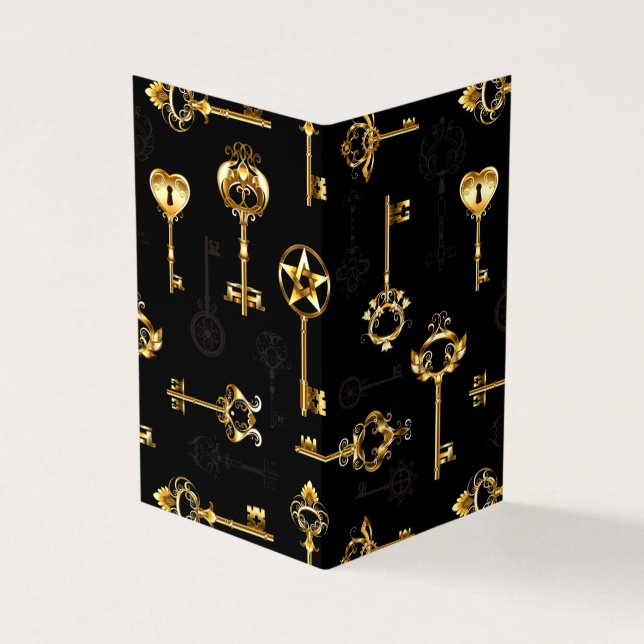Seamless Pattern with Golden Keys Business Card (Outside)