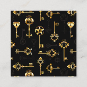 Seamless Pattern with Golden Keys Calling Card