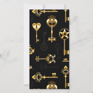 Seamless Pattern with Golden Keys Card