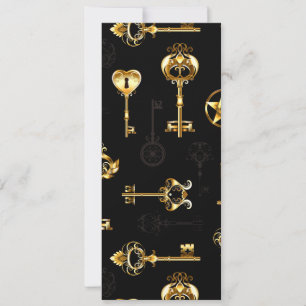 Seamless Pattern with Golden Keys Card