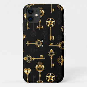 Seamless Pattern with Golden Keys iPhone 11 Case