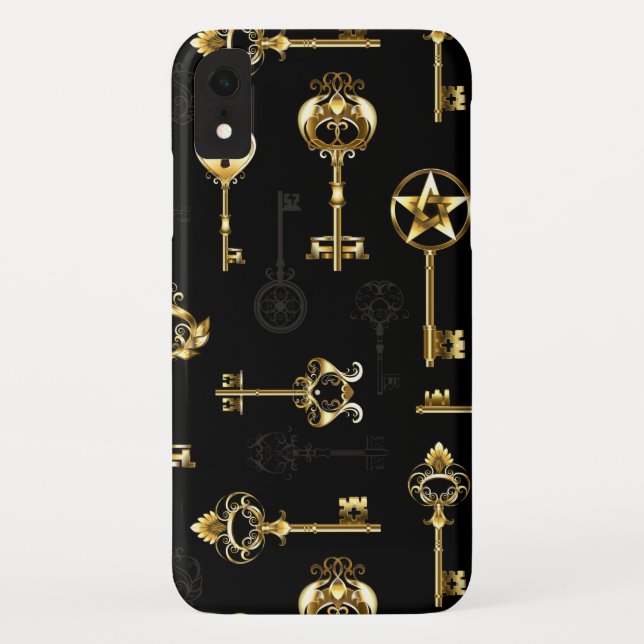 Seamless Pattern with Golden Keys Case-Mate iPhone Case (Back)