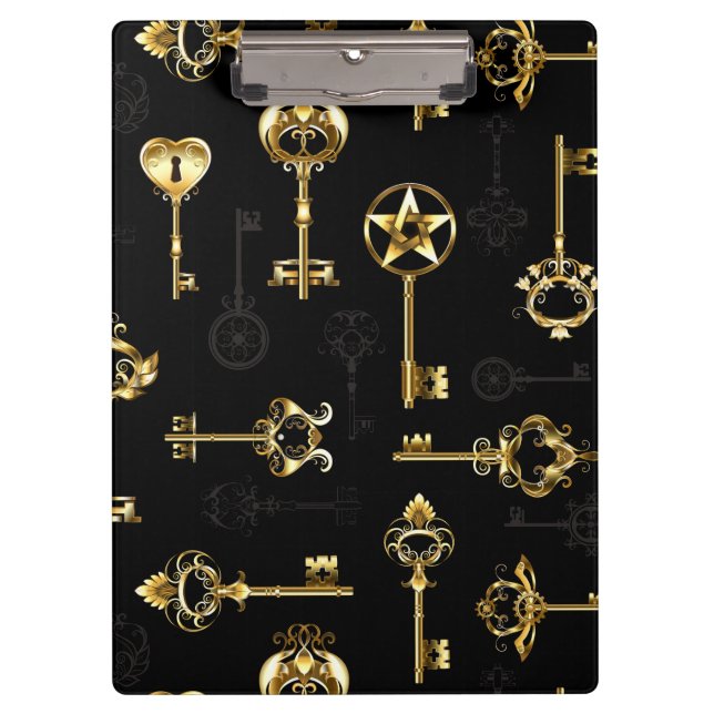 Seamless Pattern with Golden Keys Clipboard (Front)