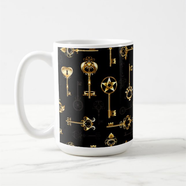 Seamless Pattern with Golden Keys Coffee Mug (Left)