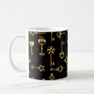 Seamless Pattern with Golden Keys Coffee Mug