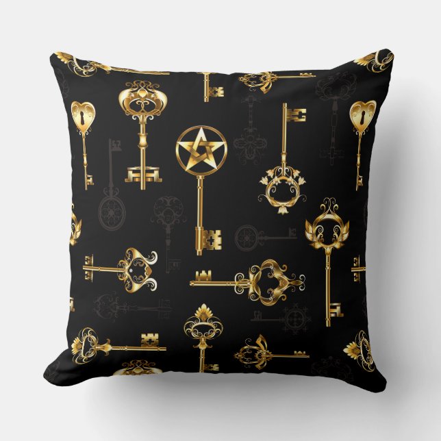 Seamless Pattern with Golden Keys Cushion (Front)