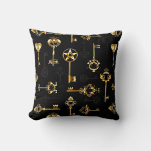 Seamless Pattern with Golden Keys Cushion