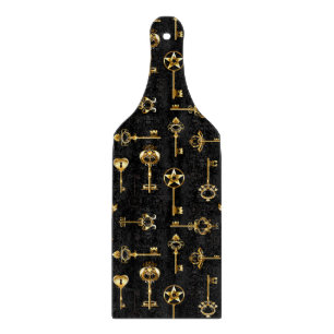 Seamless Pattern with Golden Keys Cutting Board