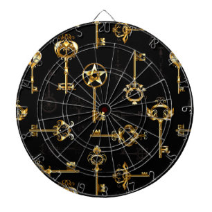 Seamless Pattern with Golden Keys Dartboard
