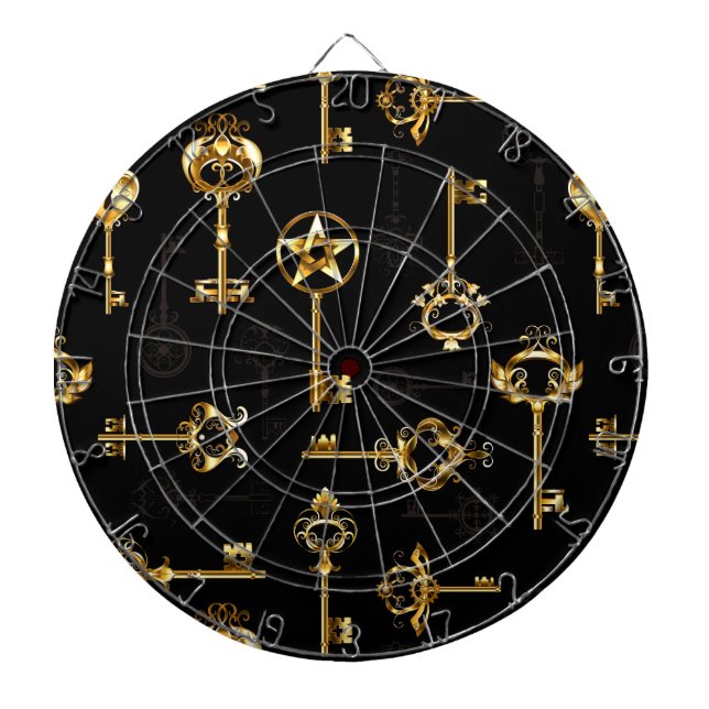 Seamless Pattern with Golden Keys Dartboard (Front)