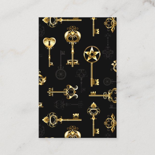 Seamless Pattern with Golden Keys Discount Card (Front)