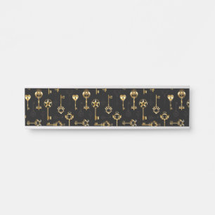 Seamless Pattern with Golden Keys Door Sign