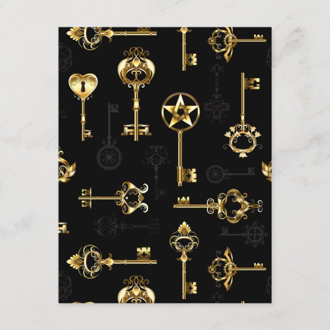 Seamless Pattern with Golden Keys Enclosure Card (Front)