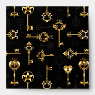 Seamless Pattern with Golden Keys Envelope