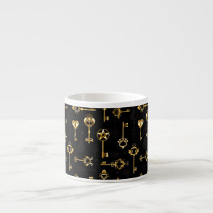 Seamless Pattern with Golden Keys Espresso Cup