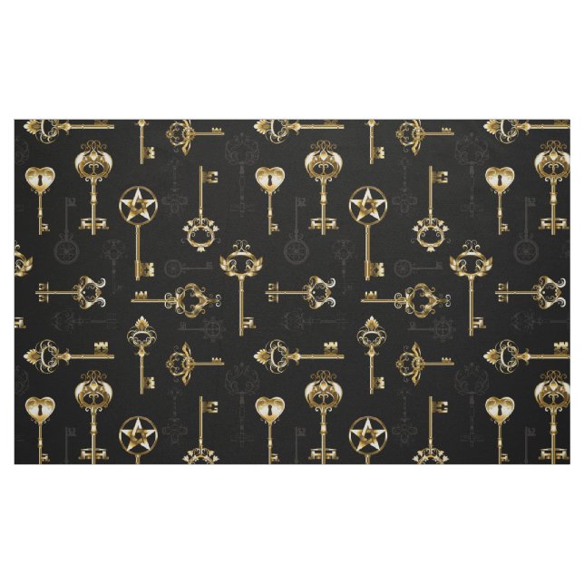 Seamless Pattern with Golden Keys Fabric (Fat Quarter)