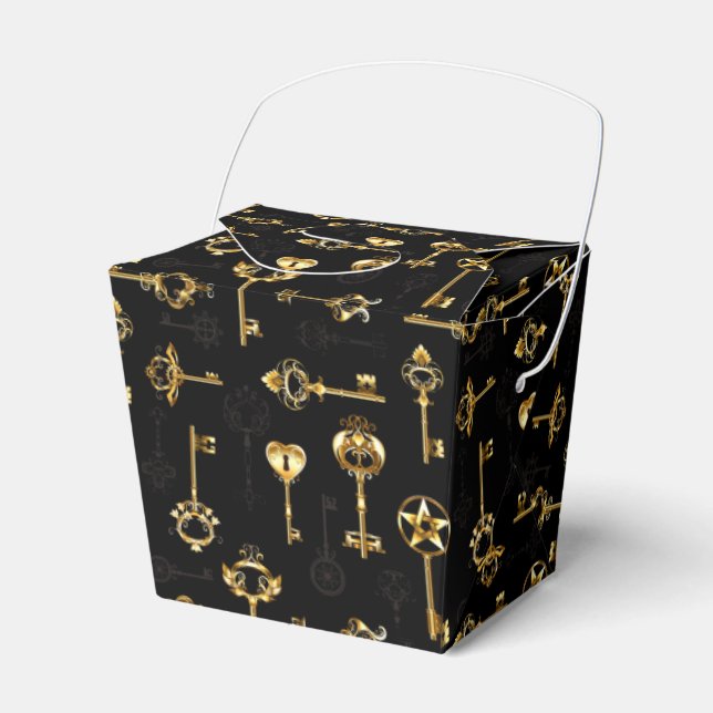 Seamless Pattern with Golden Keys Favour Box (Front Side)